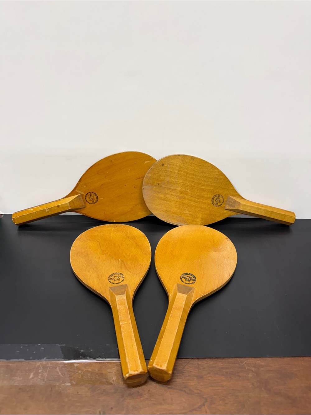 Vintage 1930s Parker Brothers Antique Ping Pong Paddle Set of 4